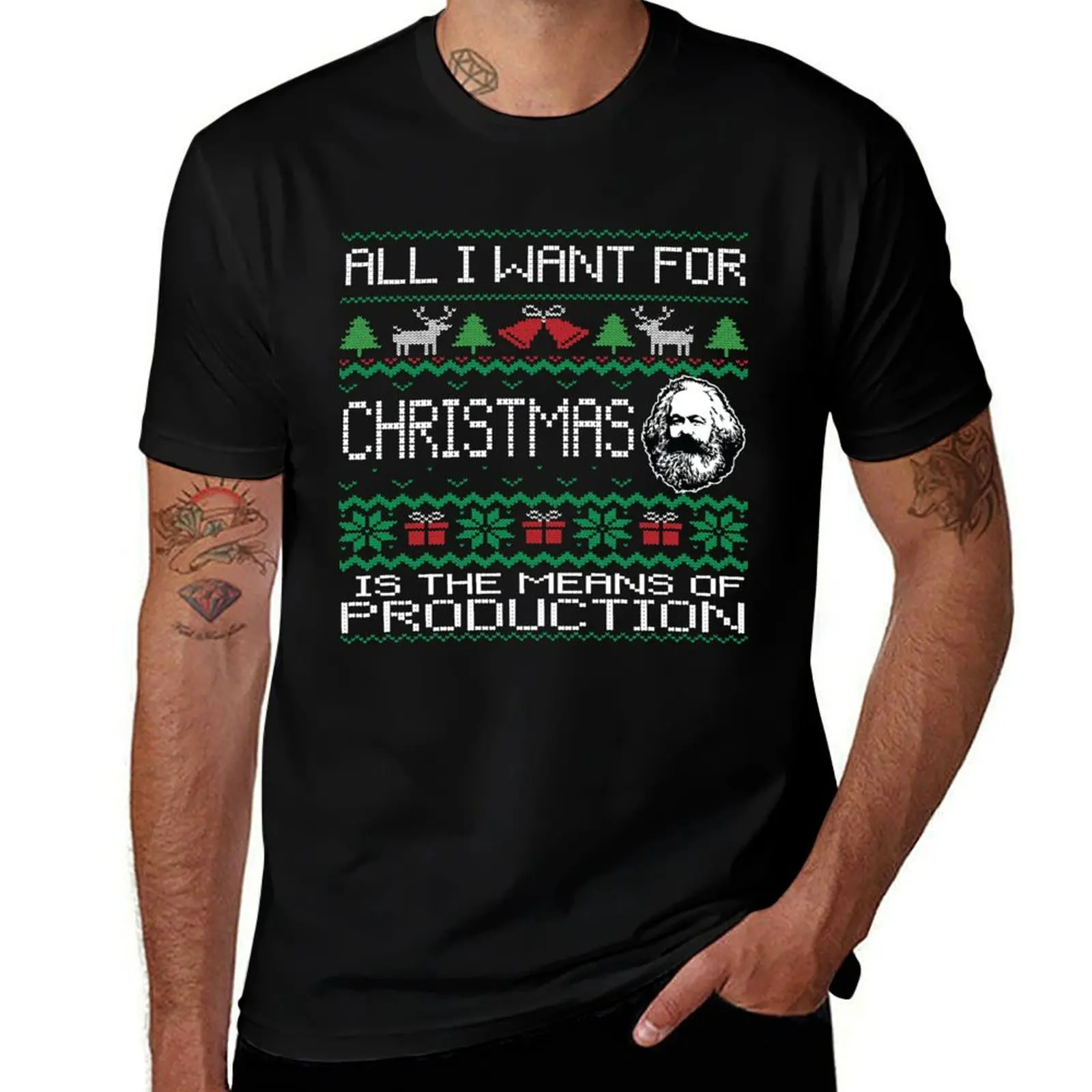 

All I Want For Christmas Is The Means Of Production karl marx T-Shirt Anime t-shirt man clothes blanks shirts graphic tee men