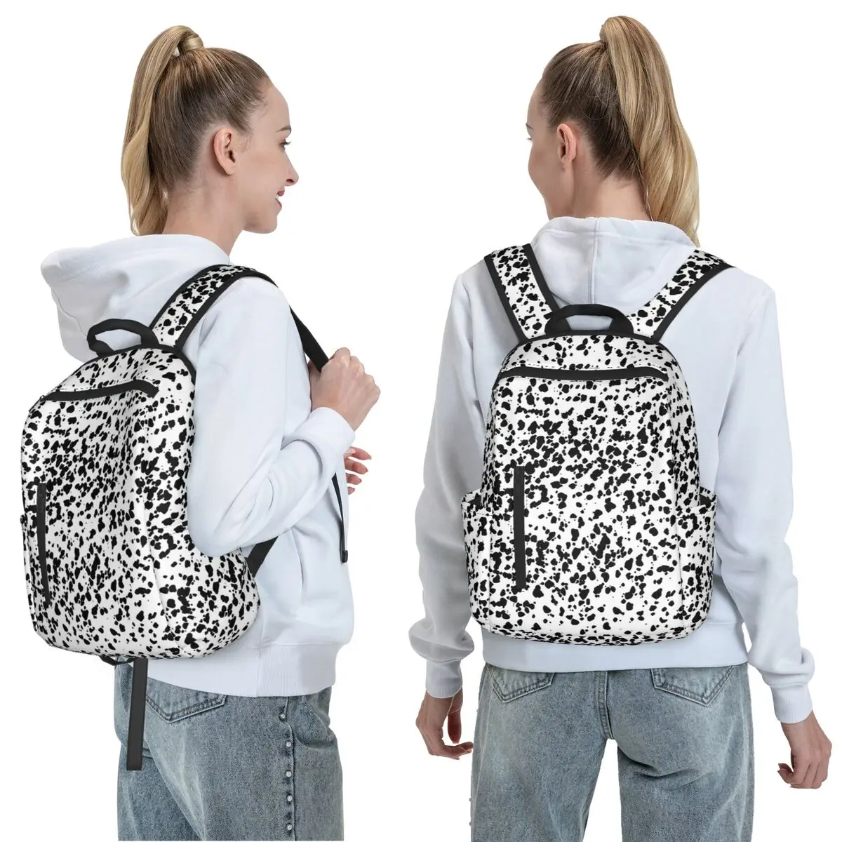 Dalmatian Dog Texture Backpack Daypack Large Capacity Kids BookBag School Bag Shoulder Bags for Men Women