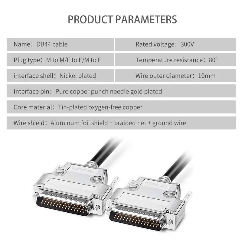 44Pin Data Cable Shieled Control Signal Line fo Delta B2A2 Servo Driver Industrial DB44 IO Connector Servo PLC Contror Cord