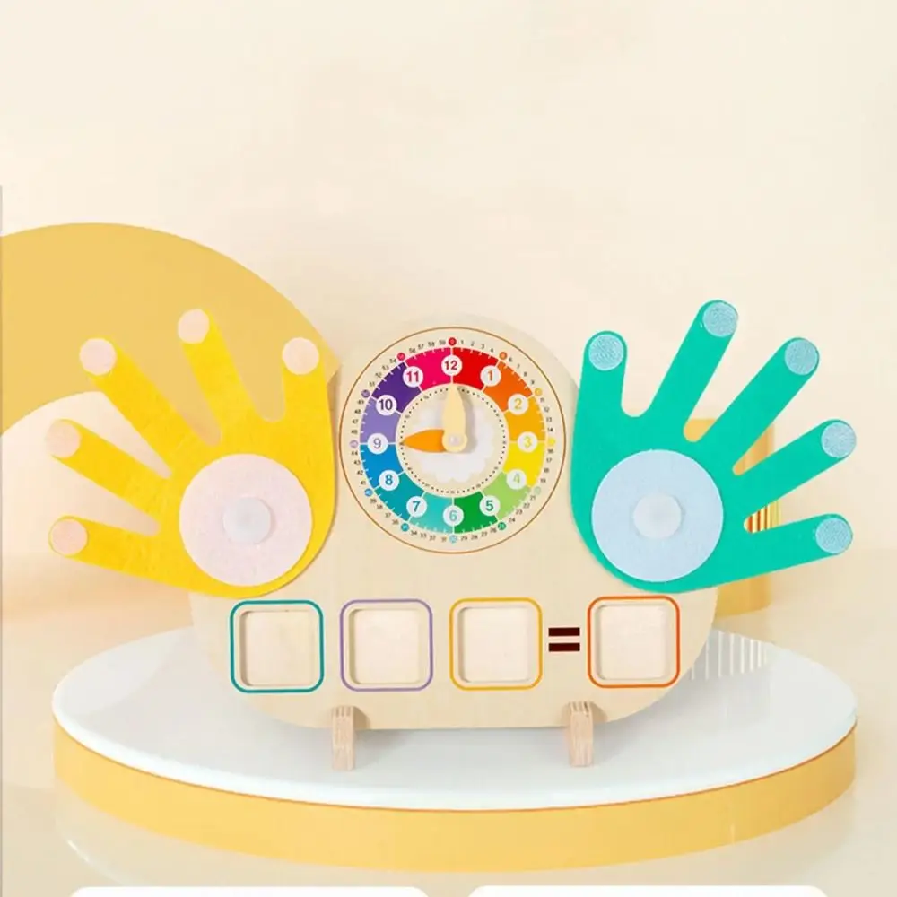 Orologio Montessori Operazione con le dita Giocattolo per bambini Puzzle Modello Orologio Numeri con le dita Giocattolo matematico Giocattoli educativi Colorati