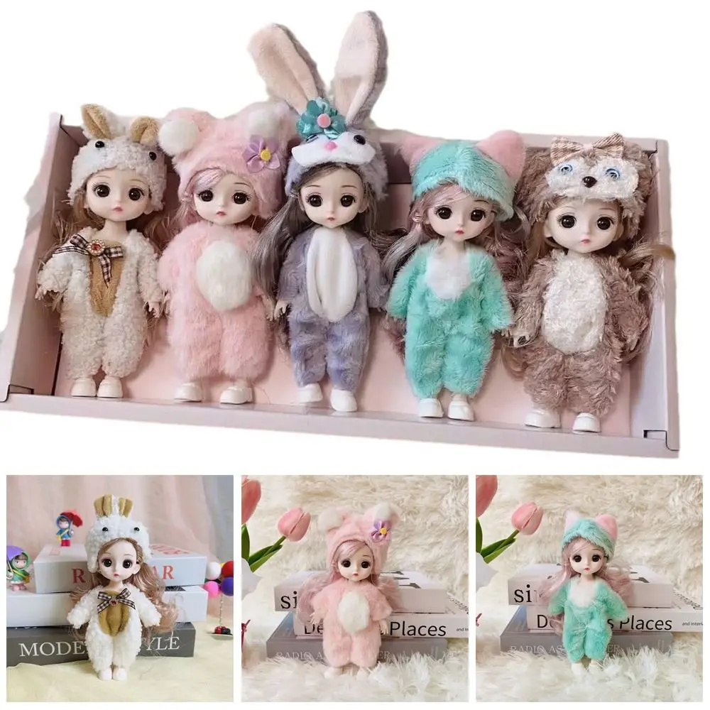 Mini Multiple BJD Doll Movable Joints Birthday Gifts Girl Doll With Clothes 3D Eyes Dress Up