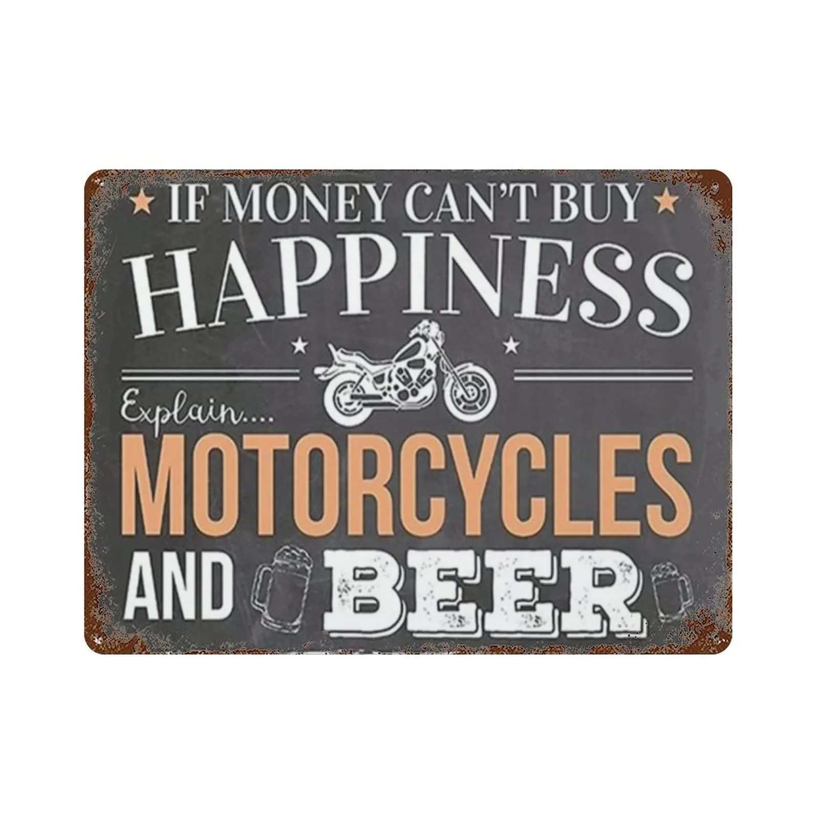 if Money Cant Buy Happiness, Explain Motorcycles and Beer Metal Tin Sign for Bar Cafe Garage Wall Decor Vintage Vintage Home Man