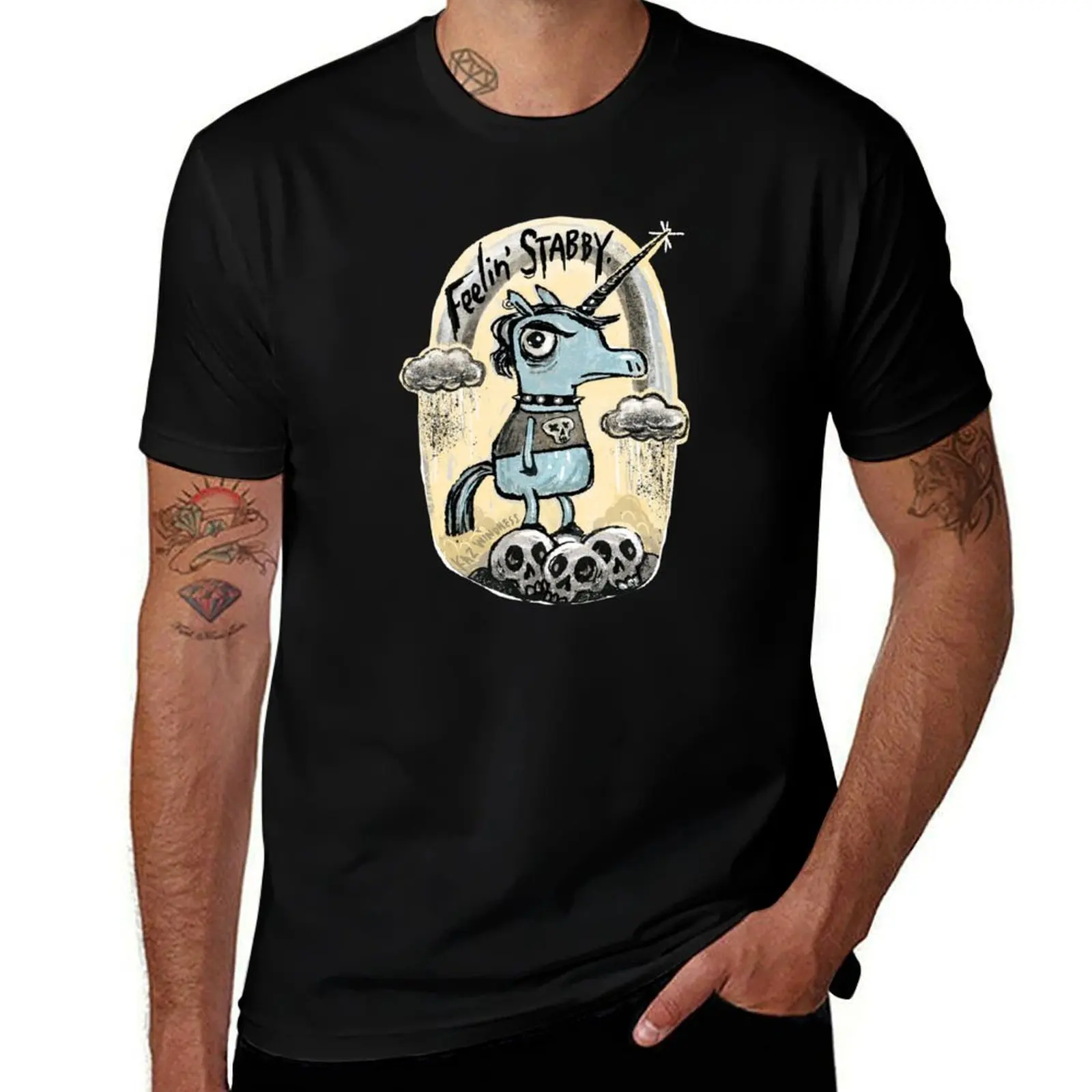 

Feelin' Stabby Unicorn T-Shirt black cotton t-shirt plain for man package t shirts for man pack white T-Shirt
