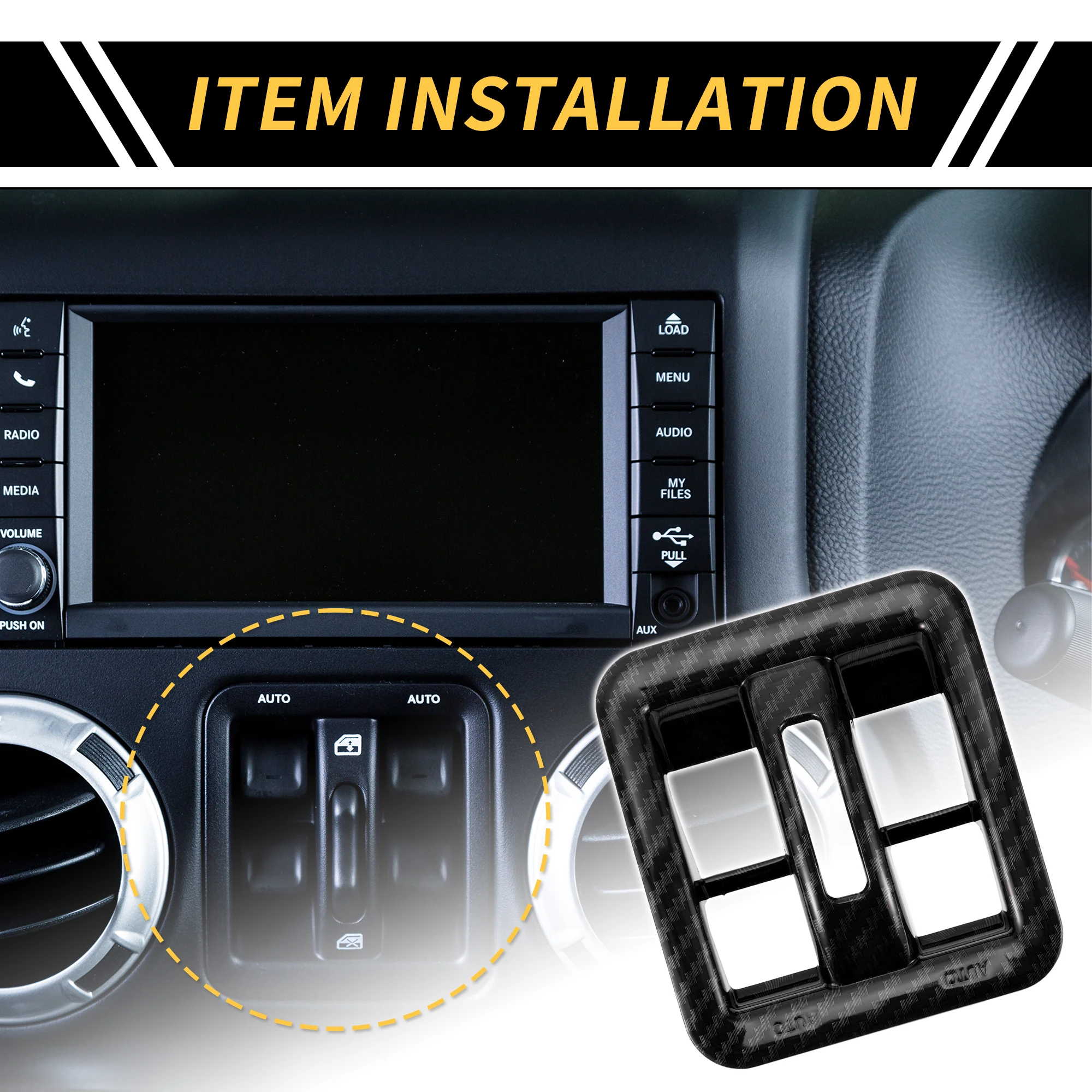 

UXCELL Dashboard Window Switch Button Cover Trim for Jeep Wrangler JK JLU Carbon Fiber