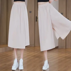 New Female Summer Thin Fashion Versatile Slimming 7-Point Trousers Women'S Commuter Loose High Waist Casual Wide Leg Pants