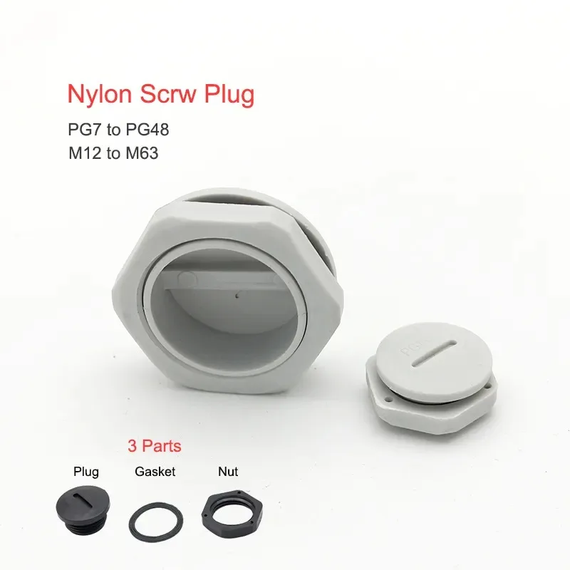 

Nylon Waterproof Plug IP68 PG7 Chock Gray Plugs M12 Sealing Plastic Black Hole Plug PG9 PG11 Box Hole with Gasket PG11 PG13.5