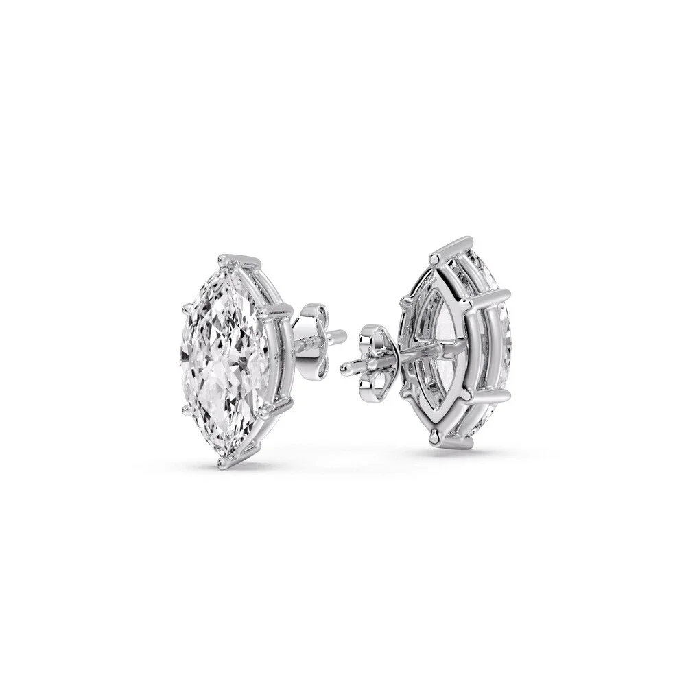 1CT Each Lab Grown Marquise Diamond DEF VS-VVS IGI Certificate Stud Earrings For Lady in Solid Platinum 950
