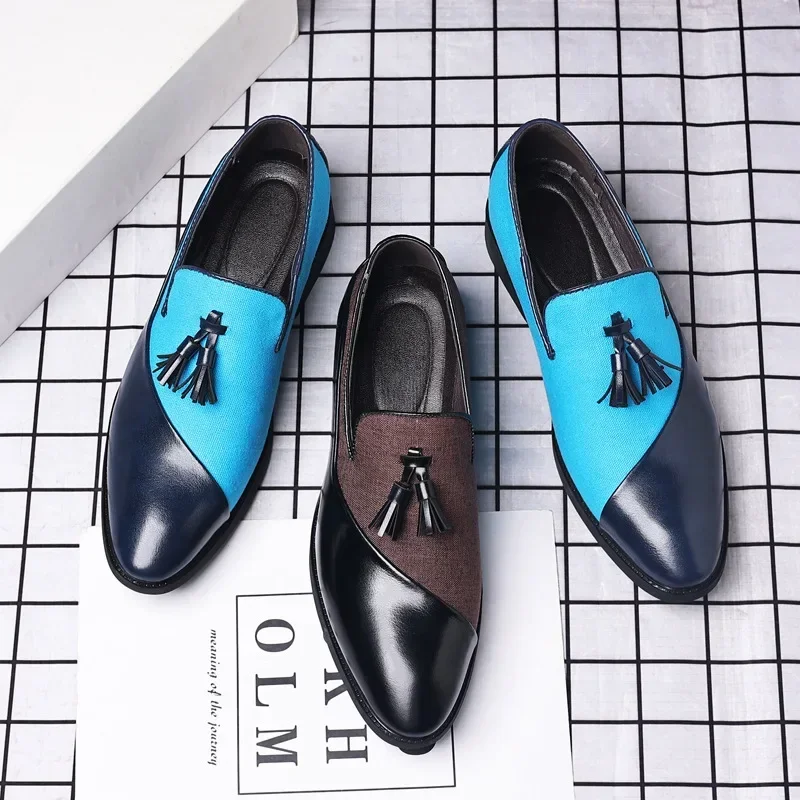 Mens Dress Shoes 2024 New Casual Leather Shoes Men Business Dress Leather Shoes Trend Versatile  Loafers  Pointed Toe Slip-On