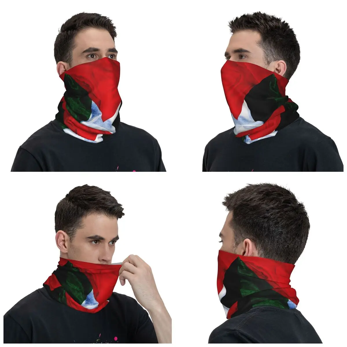 Palestine Flag Bandana Neck Gaiter Printed Palestinian Hatta Kufiya Keffiyeh Pattern Wrap Scarf Multi-use Headwear Hiking Unisex