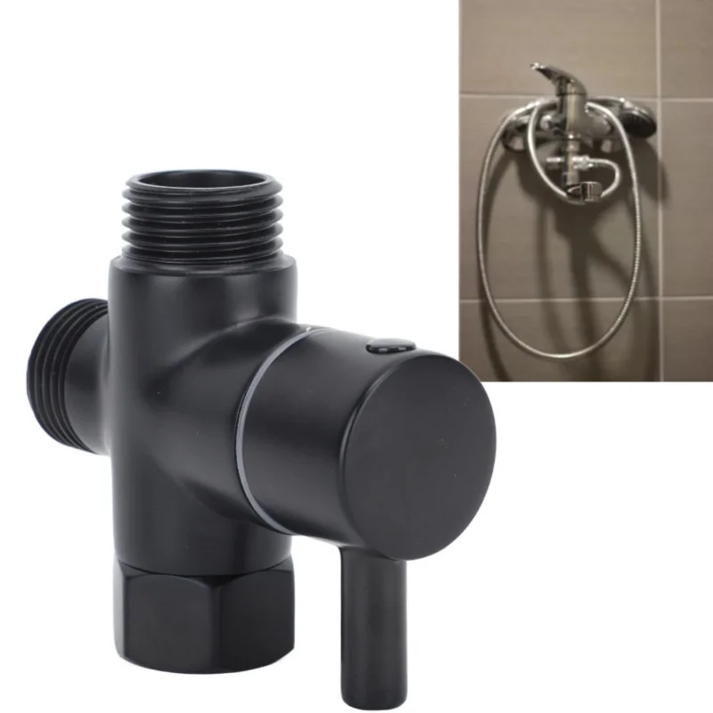 

3 Way G1/2 Shower Diverter Valve Copper Shower Arm Diverter Valve For Hand Held Showerhead Black