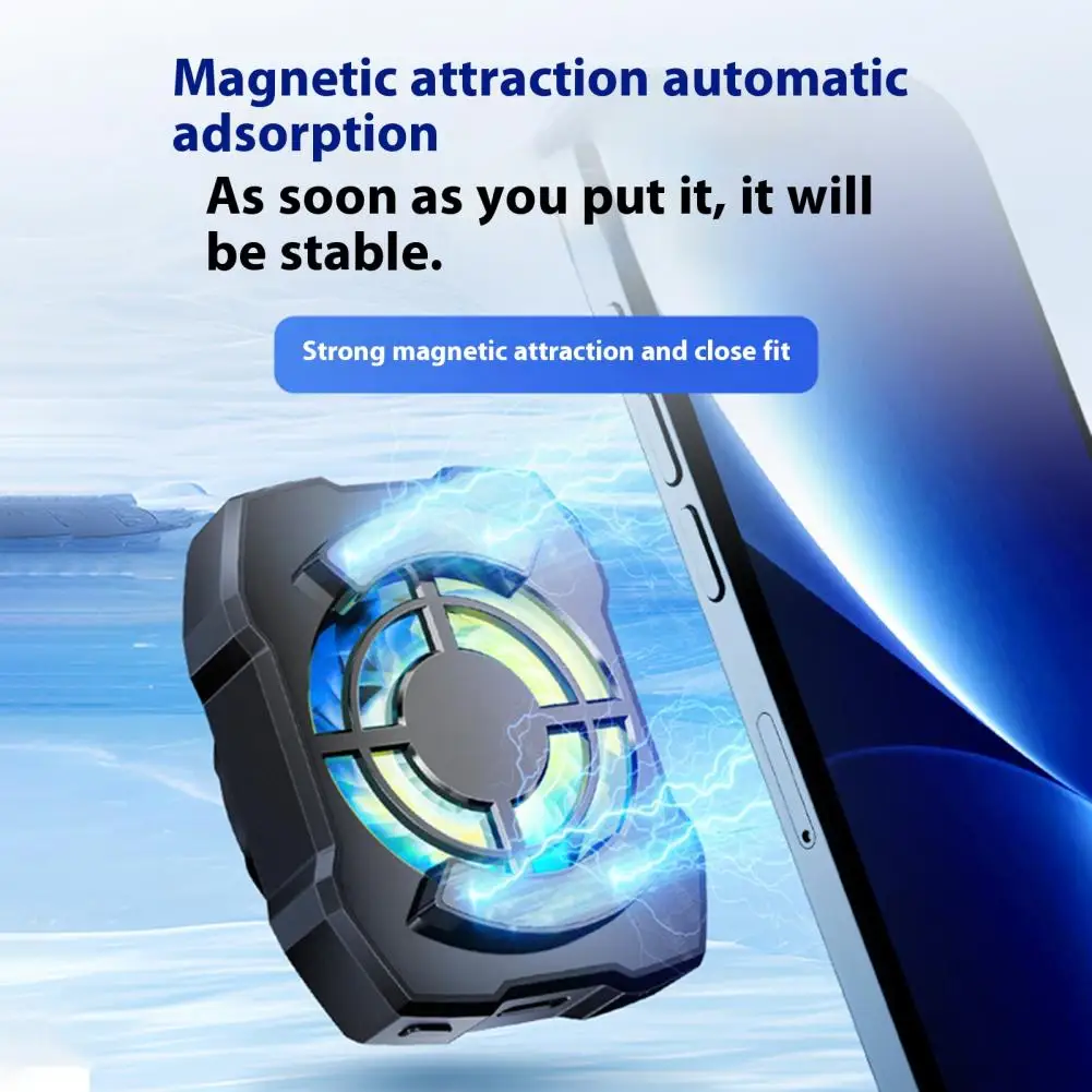 Thermal Radiator Low-noise Mobile Fan Wireless Rechargeable Gaming Phone Fan with Led Lights Low-noise Magnetic for Ultimate