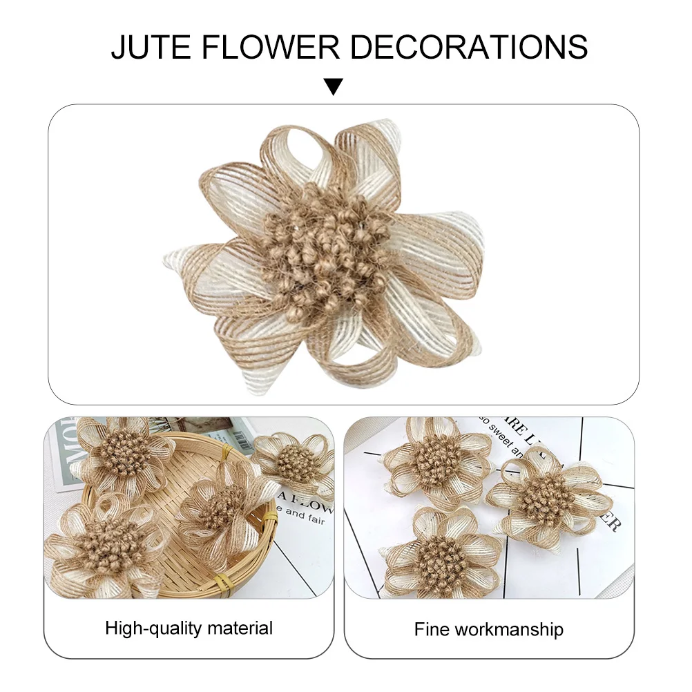 

6pcs Artificial Decorative Artificial Flowers Roses Diy Crafts For Wedding Party Home Decoration Jute Flower Ornaments