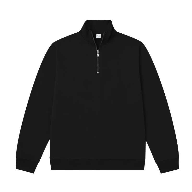 Herren-Sweatshirt mit Fleecefutter für Herbst und Winter, Stehkragen, halber Reißverschluss, langärmelig, einfarbig, warme Freizeitjacke – Detail 38