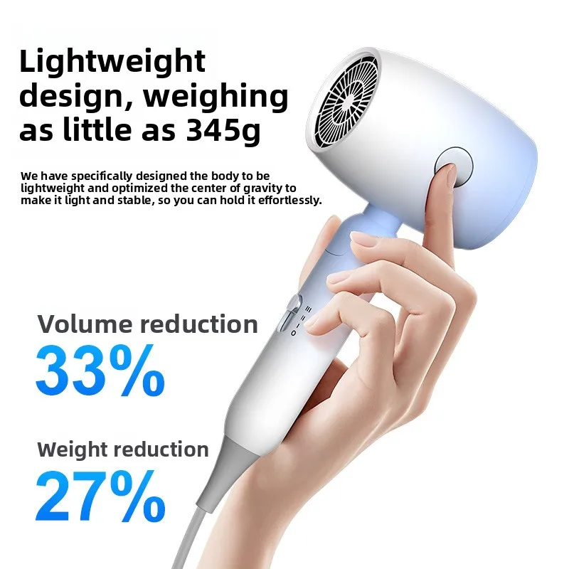 New foldable household hair dryer with high power, blue light, dormitory large wind force, portable electric hair dryer