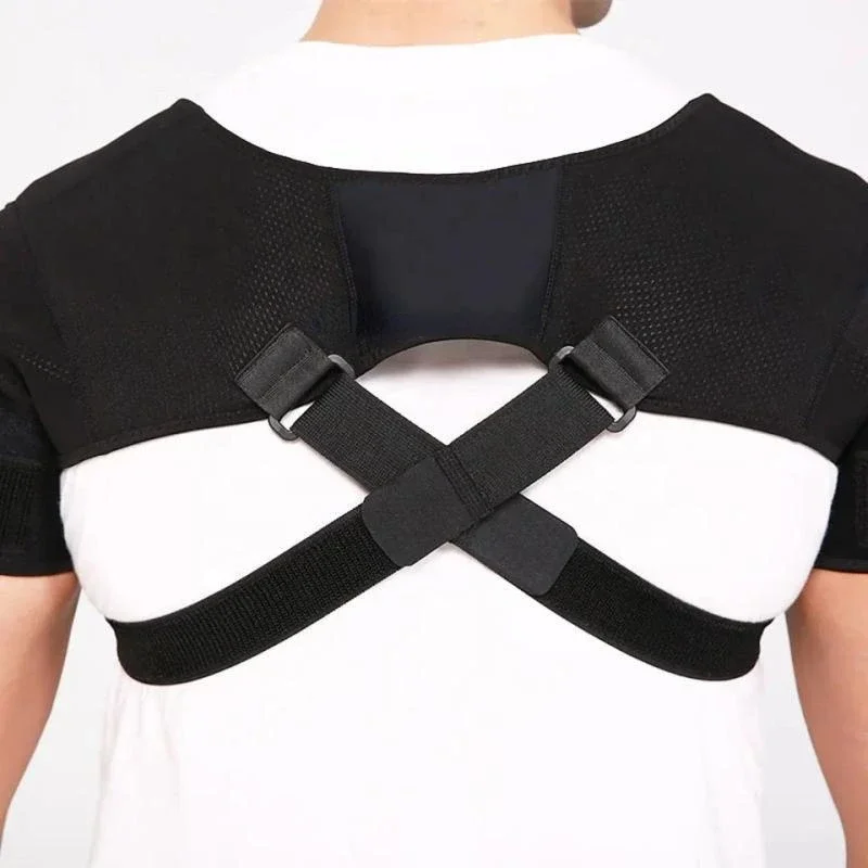 Double Shoulder Brace Sports Shoulder Support Belt Adjustable Shoulder Strap Cross Compression Bandage for Back Pain Relief