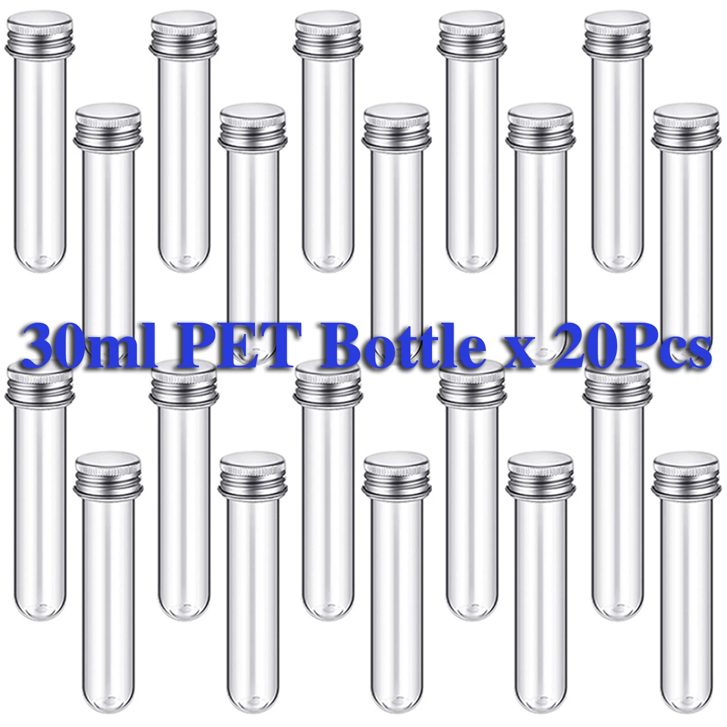 20PCS Lab 30ml PET Test Tube Bottle Transparent Cylindrical Plastic Refillable Bottle For Mask Candy Data Line 25*110mm