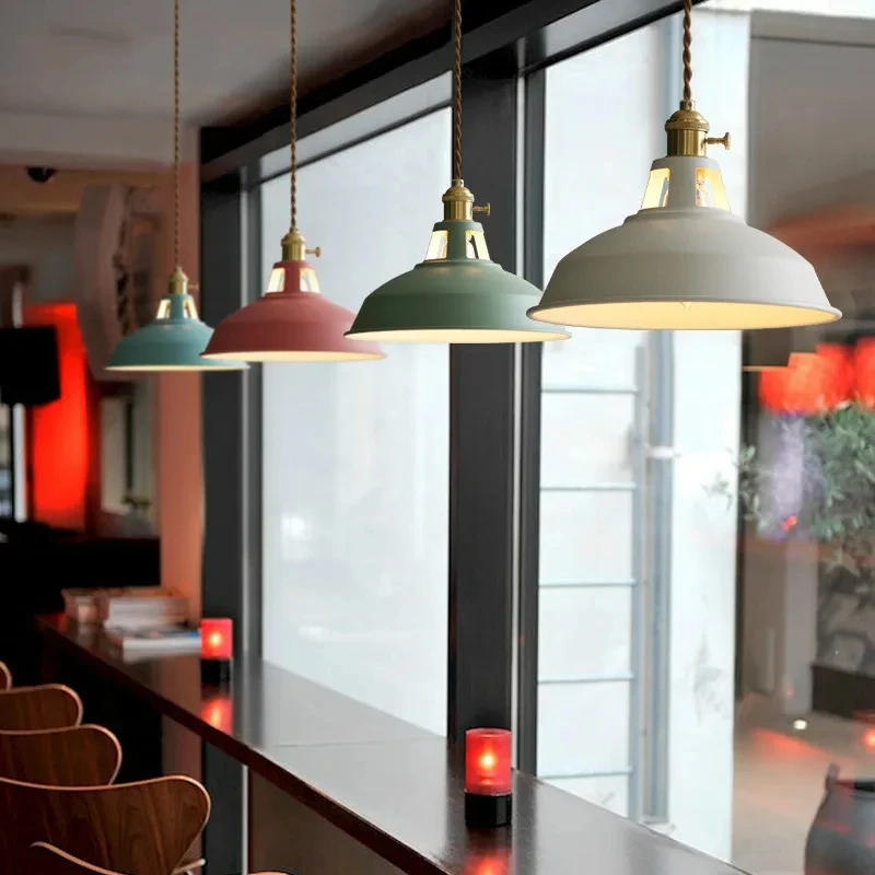 Colorful Retro Industrial Pendant Light Vintage Decorative Hanging Ceiling Lamp For Kitchen Restaurant Home Decoration view 4