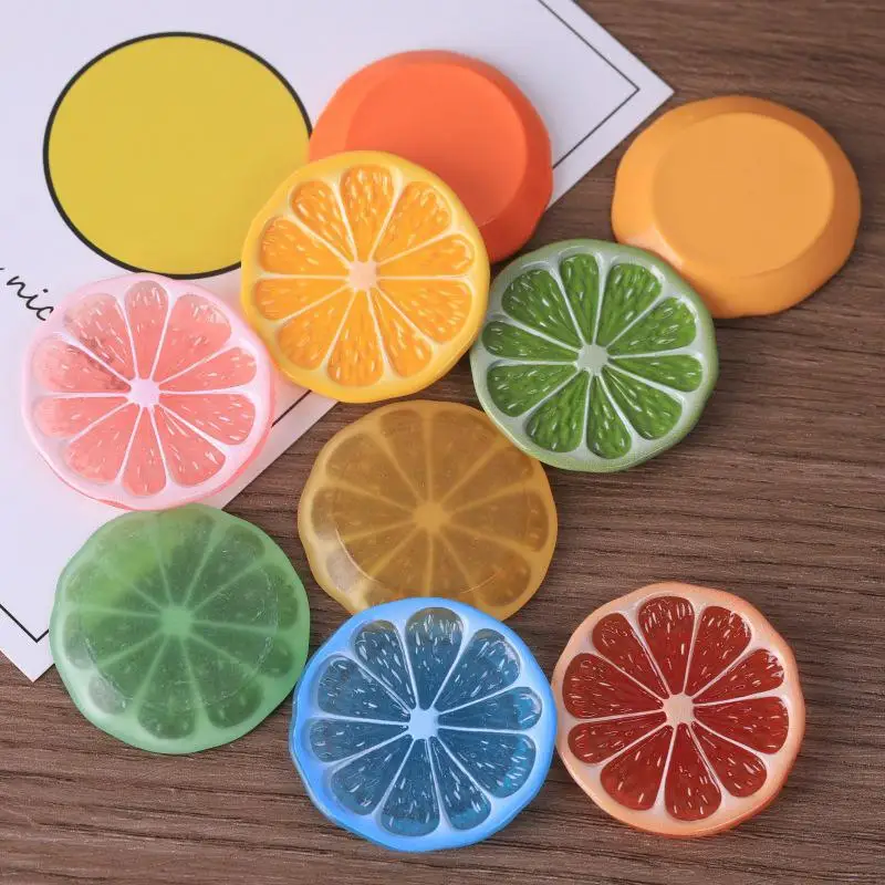Mini Lemon Slice Resin Cabochons 4Pcs Vibrant Transparent Fruit Pieces for Phone Case Decor Handmade Craft Projects