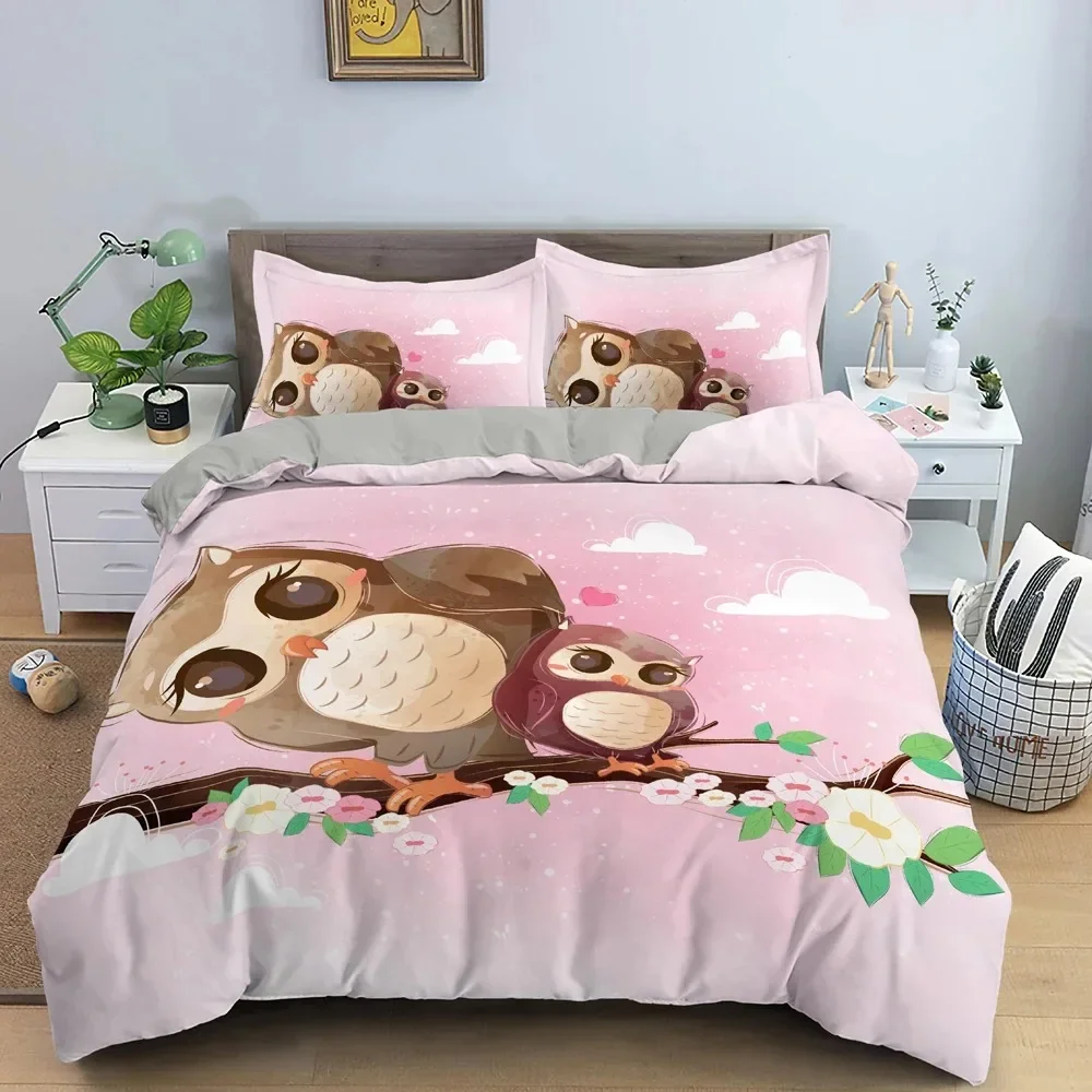 

Cartoon Owl Comfortable Duvet Quilt Cover Pillowcase Bedding Set Children Bedroom Decoration Home Textile