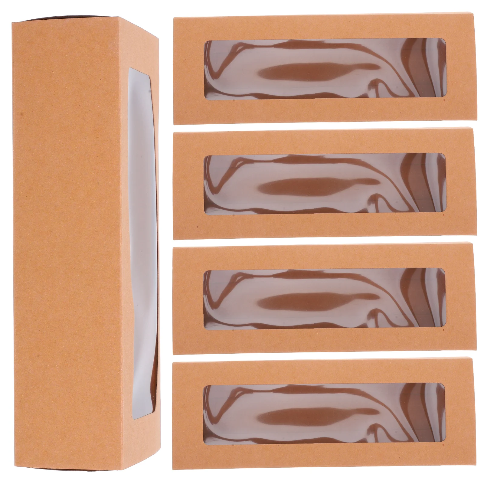 Caja de macarrones de papel Kraft con ventana transparente, caja de postre, contenedor de embalaje de pastelería, galletas, panadería, fiesta de trufa, 10 Uds.