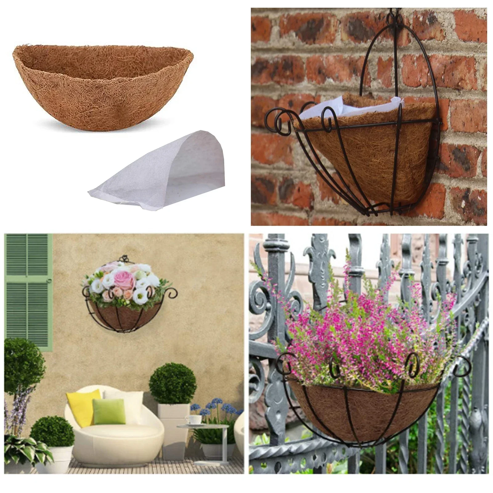 1pc Fiber Replacement Liner For Flower Pots Orchid Flower Pots Balcony Planting Coconut Palm Wall Hanging Flower Pot
