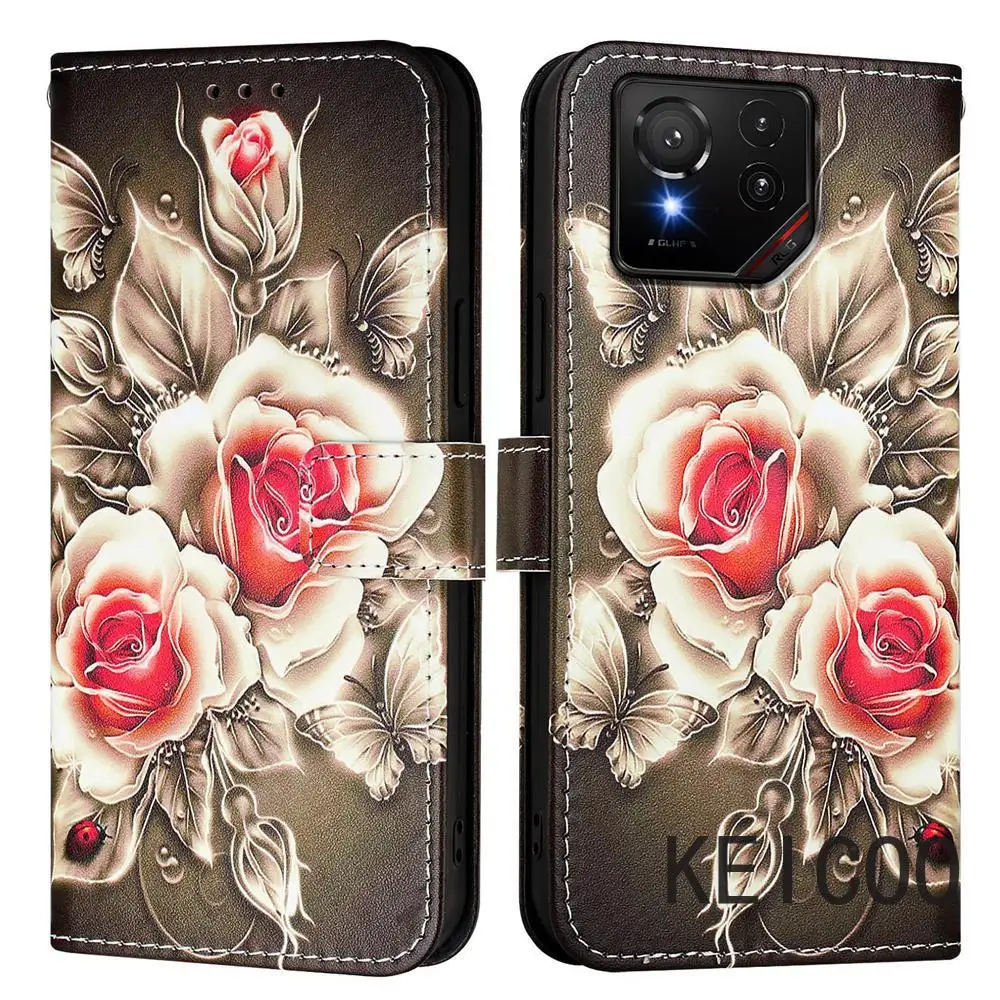 لوحات ريترو مضادة لبصمات الأصابع لهاتف Asus ROG Phone 8 9 Zenfone 11 Ultra Pro غطاء قلاب فتحة للبطاقات حامل غطاء هاتف