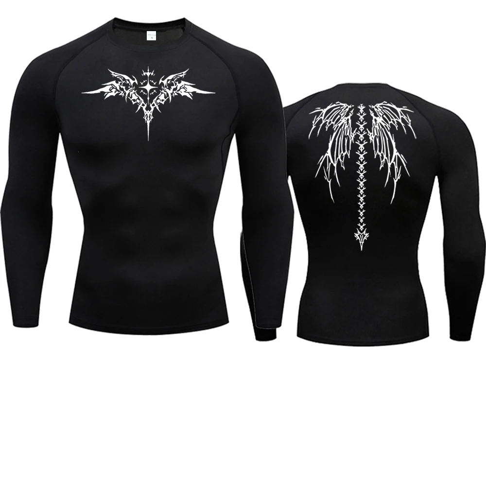 

Casual Anime Print Running Compression T-Shirt Men's Quick-Drying Fitness Sportswear Gym Sports Long Sleeve Breathable Top S-3XL