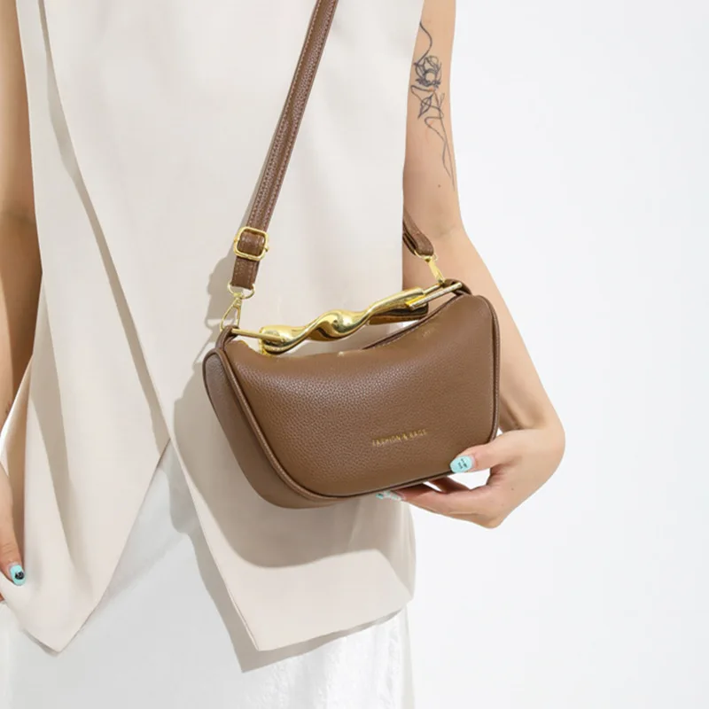

2025 Viral Handheld Bag, Solid Color Advanced Texture Solid Color Crossbody Bag, for Women Versatile