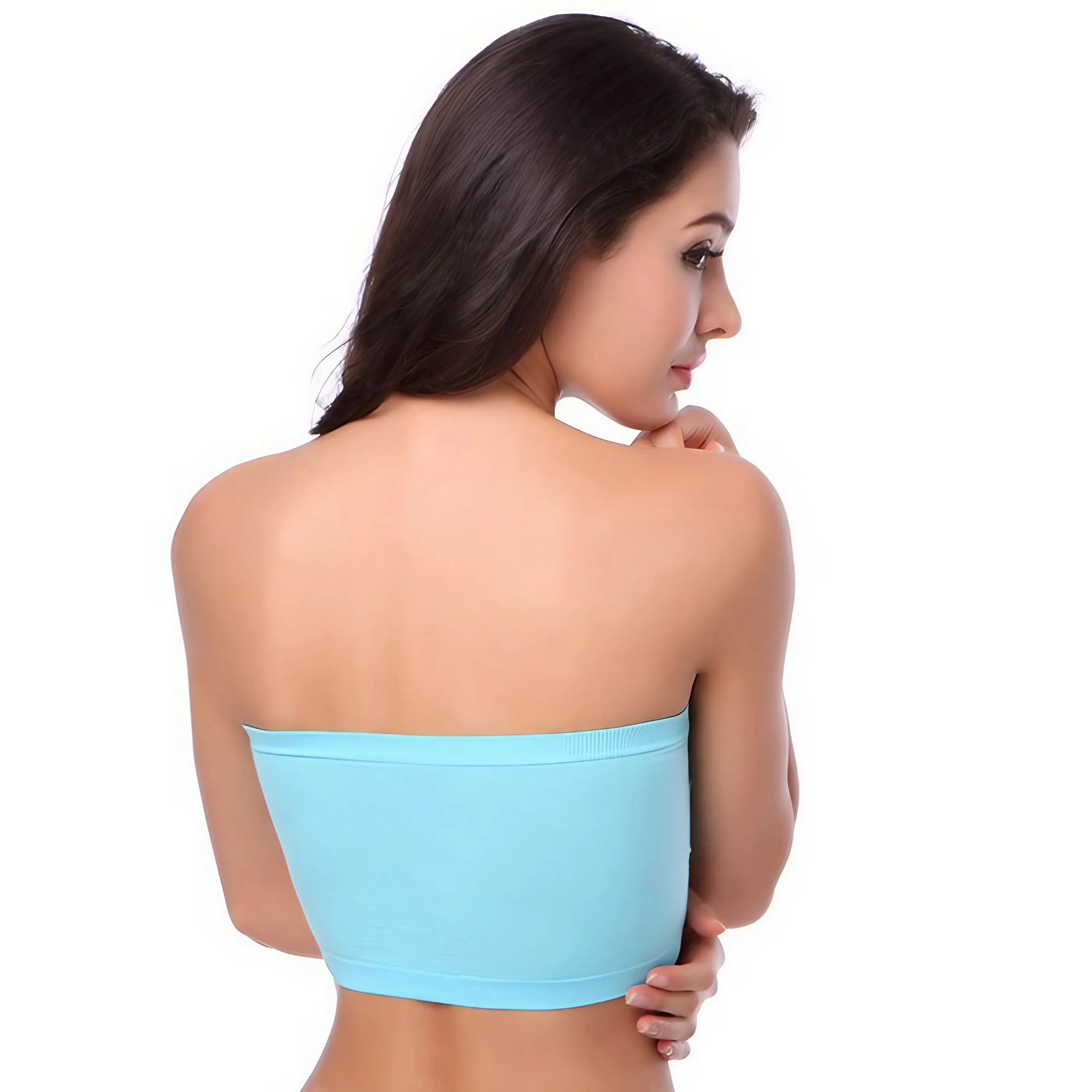 Back-supporting one-piece strapless basic bandeau bra with no shoulder straps, invisible for base layer undergarment 1pcs ws04