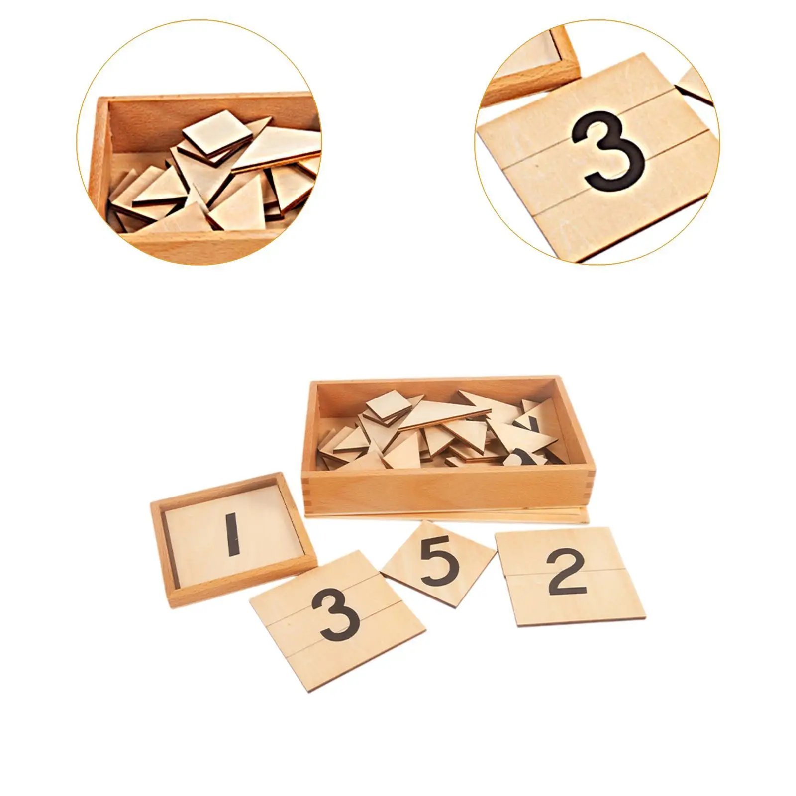 Wooden Numeral Cards Fine Motor Skill Shape Matching Development Math Puzzle for Preschool Kids Travel Boy Girl Party Favor