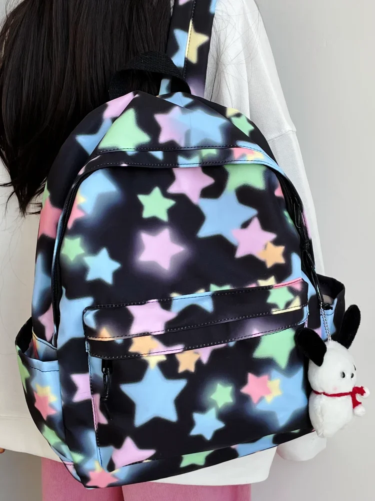 

BOMO Kawaii Star Womens Backpack Cute Print Collegiate Style Fashion Backpacks for Ladies Casual Versatile Aesthetics Female Bag