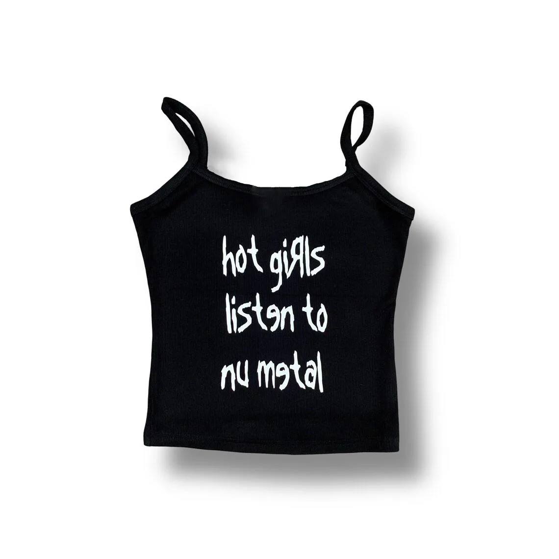 Women Gothic Horror Movie Print Cami Tank Top, Alt Subculture Sleeveless Spaghetti Strap Sexy Slim Camisole For Summer Inner
