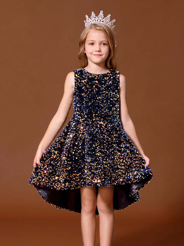 YZYmanualroom Girl flower girl dress sequin cake dress princess dress junior bridesmaid dress