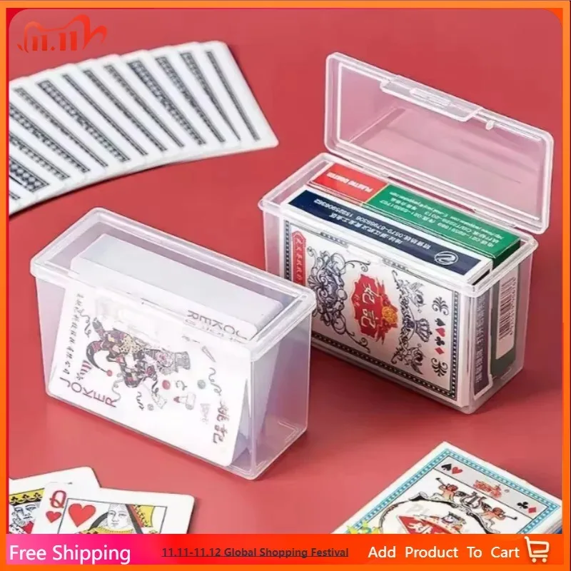 Caja de almacenamiento transparente de plástico, caja de almacenamiento multiusos para tarjetas de juego, tarjetero de visita Rectangular, estuche protector organizador