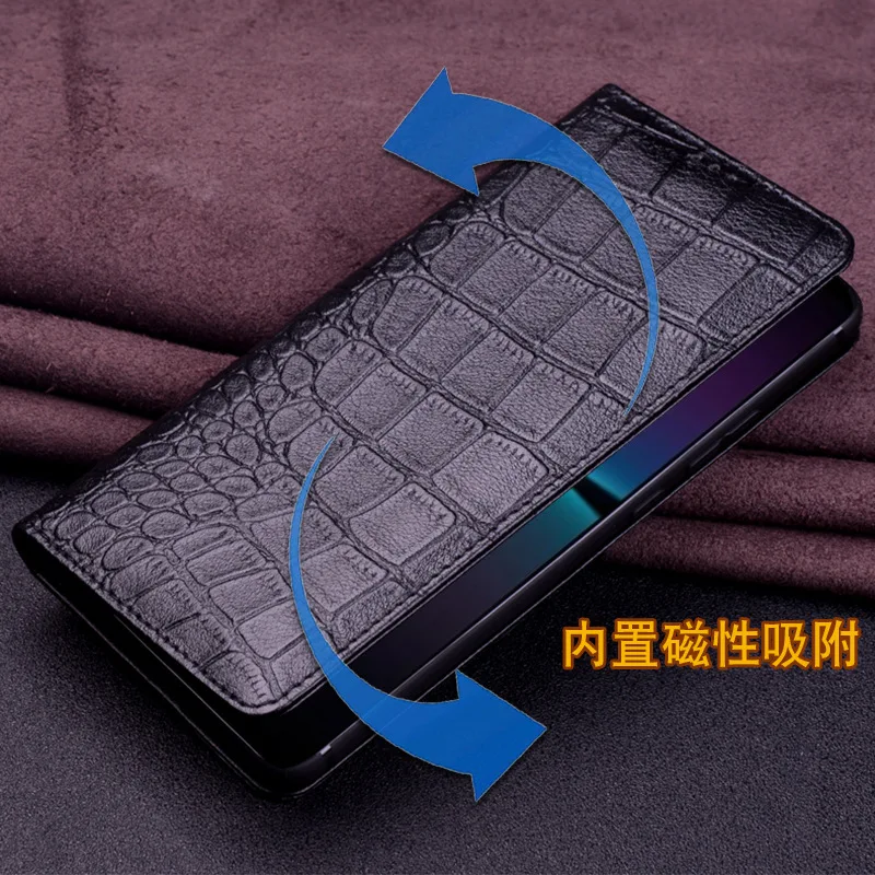 Hot Sales Luxury Real Cowhide Or Lich Genuine Leather Flip Phone Cases For Sony Xperia 1 V Pro-i Hell Full Cover Pocket Bag Case