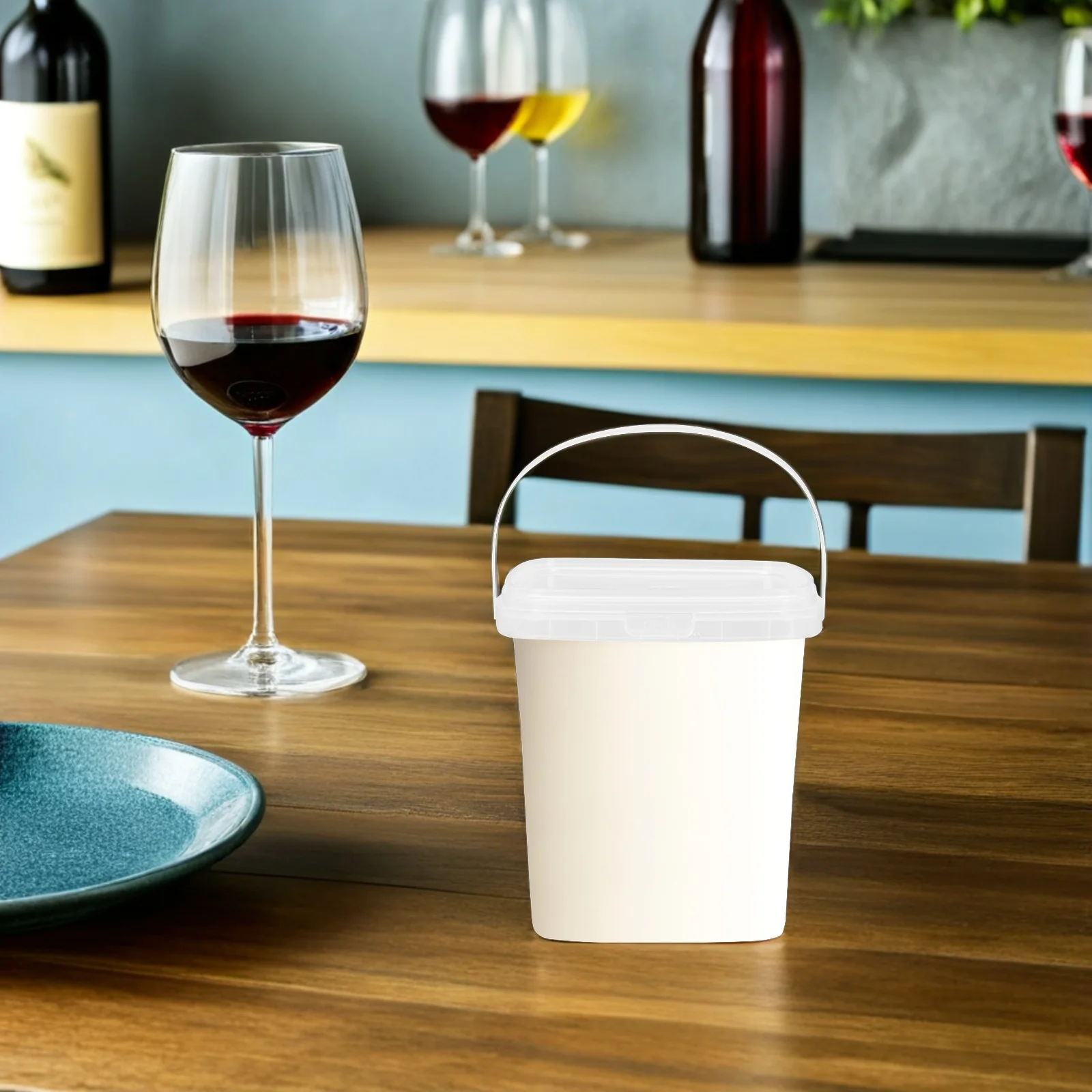 

10pcs Clear Square Ice Cream Bucket Storage Container Thickened Smooth Edges Lid Sealed Design Freezer Safe Reusable