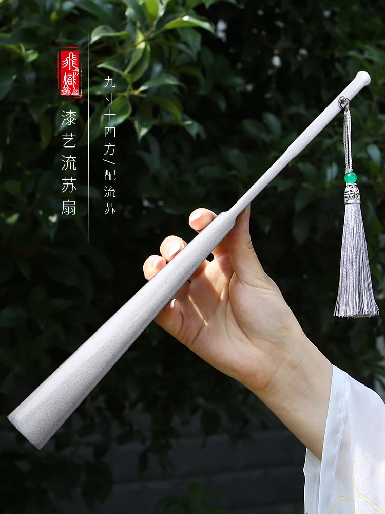 Chinese Handmade Yuzhu Folding Fan, Large Lacquer Art Decorative  Ancient Style Tai Chi Kung Fu Tactical Fan A931