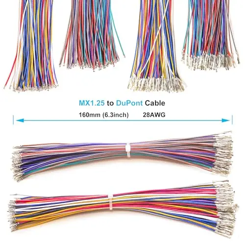 MX1.25 에서 Dupont2.54 Molex 커넥터, Dupont, Molex 1.25mm 및 Dupont 2.54mm, 1, 2, 3, 4, 5, 6, 7, 8, 9, 10P (MX125-to-Dupont)