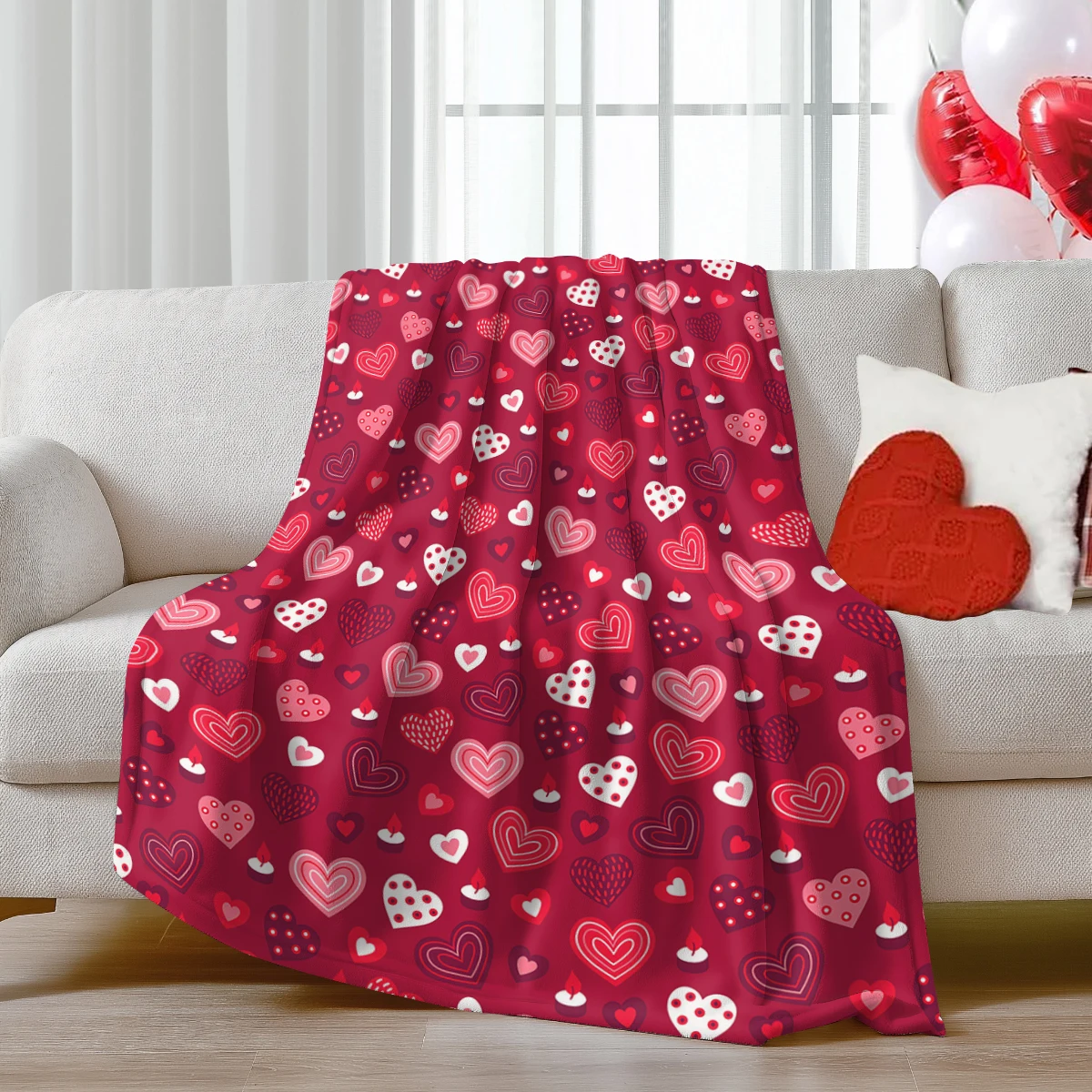 1 Stück Valentinstagsdecke, superweiche und bequeme Nickerchendecke, romantische Flanelldecke mit Herzmuster, Bettdecke, Geschenke
