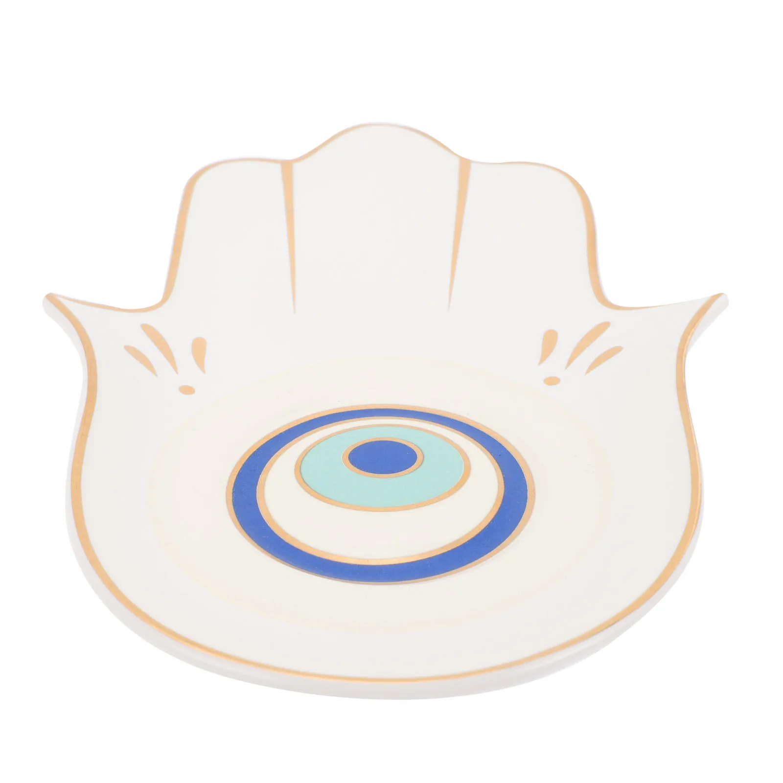 

Deskor Jewelry Tray Devil's Eye Printed White Ceramic Tray for Jewelry Rings Earrings Bracelets Necklace Home Decor