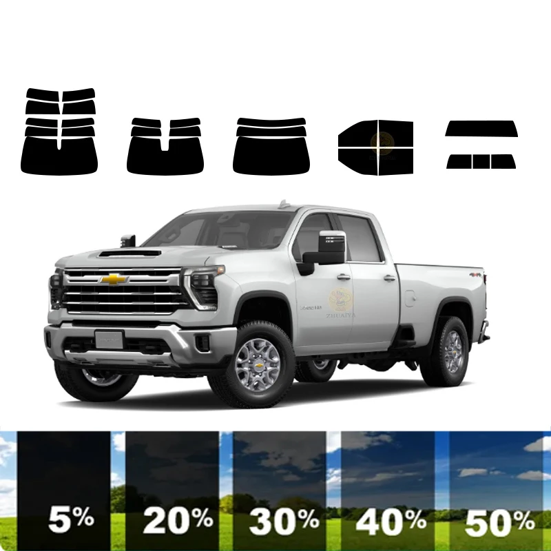 

precut Removable Window Tint Film Car 100%UVR 5%-70%VLT Heat Insulation Carbon ﻿For CHEVROLET SILVERADO 3500 4DR PICKUP2020-2024