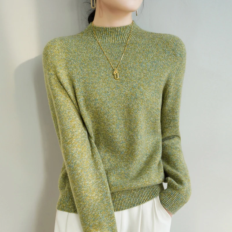 Wool Women\'s Mock Necked Long-sleeved Pullover Thick Warm Sweater Autumn and Winter Fashion New Women\'s Cashmere Clothes