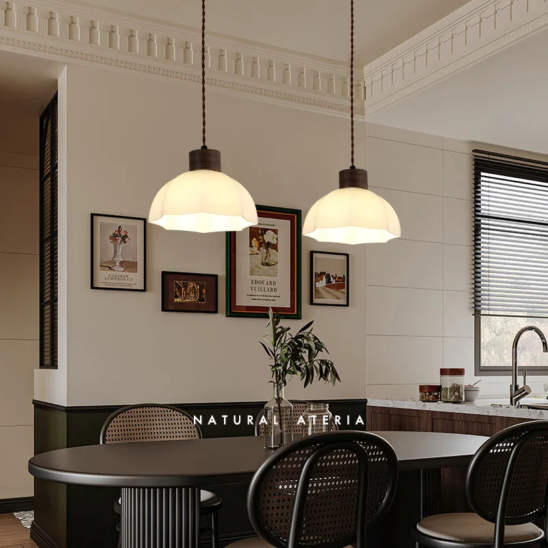 الفرنسية الرجعية الزجاج قلادة ضوء الثريا LED مصباح معلق لغرفة الطعام المطبخ مطعم ديكور المنزل الإنارة قاعة غرفة نوم