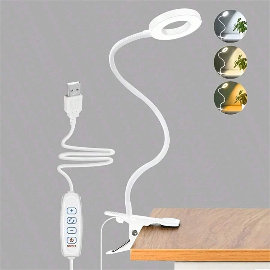 Flexible Gooseneck Circular Book Lamp Night Light Book Light LED Reading Light with Clamp 3 Color 23 Led Beads
