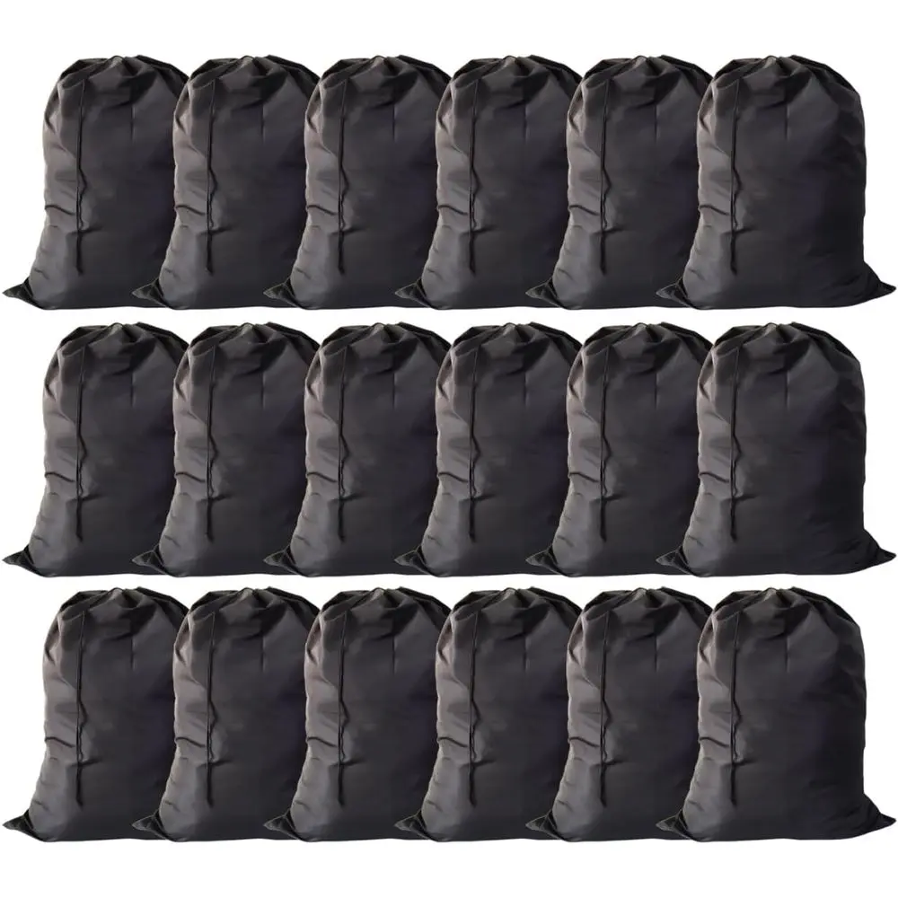 

Набор из 18 больших дорожных мешков для белья с завязками, 30x40 см, идеально подходят для колледжей, общежитий и квартир (черные)