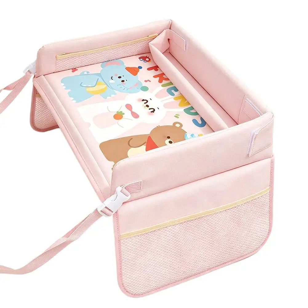 Kindersitz-Ablage Wasserdichter Reise-Spieltisch für Kindersicherheitssitz mit Cartoon-Motiven und mehreren Taschen für die Rücksitzaktivitäten – Detail 30