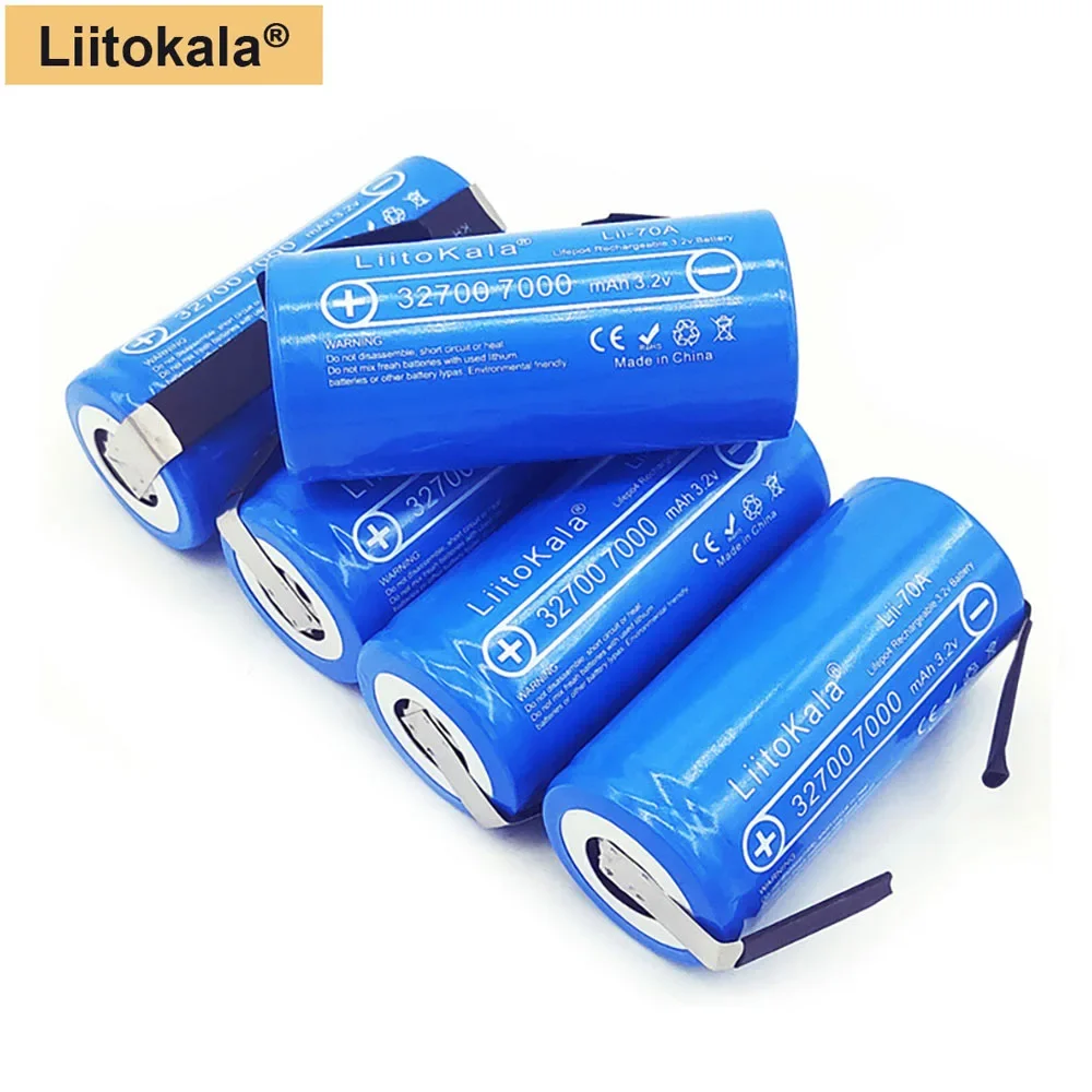 1-12PCS LiitoKala Lii-70A Batteria ad alta potenza 3.2V 32700 7000mAh LiFePO4 + fogli di nichel (scarica corrente massima: 6C)