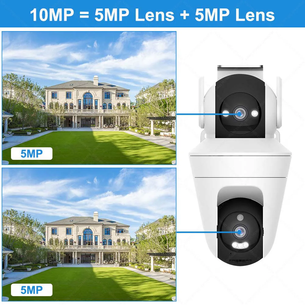 5K 10MP IP Camera Dual Lens WiFi Outdoor Security Protection Dual Screens CCTV Video Surveillance 10X Zoom PTZ Auto Tracking