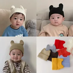 Korea Baby Knit Hat With Ear Spring Autumn Baby Beanie Caps For Infant Girls Boys Elastic Toddler Baby Bonnet Caps For 0-2 Years