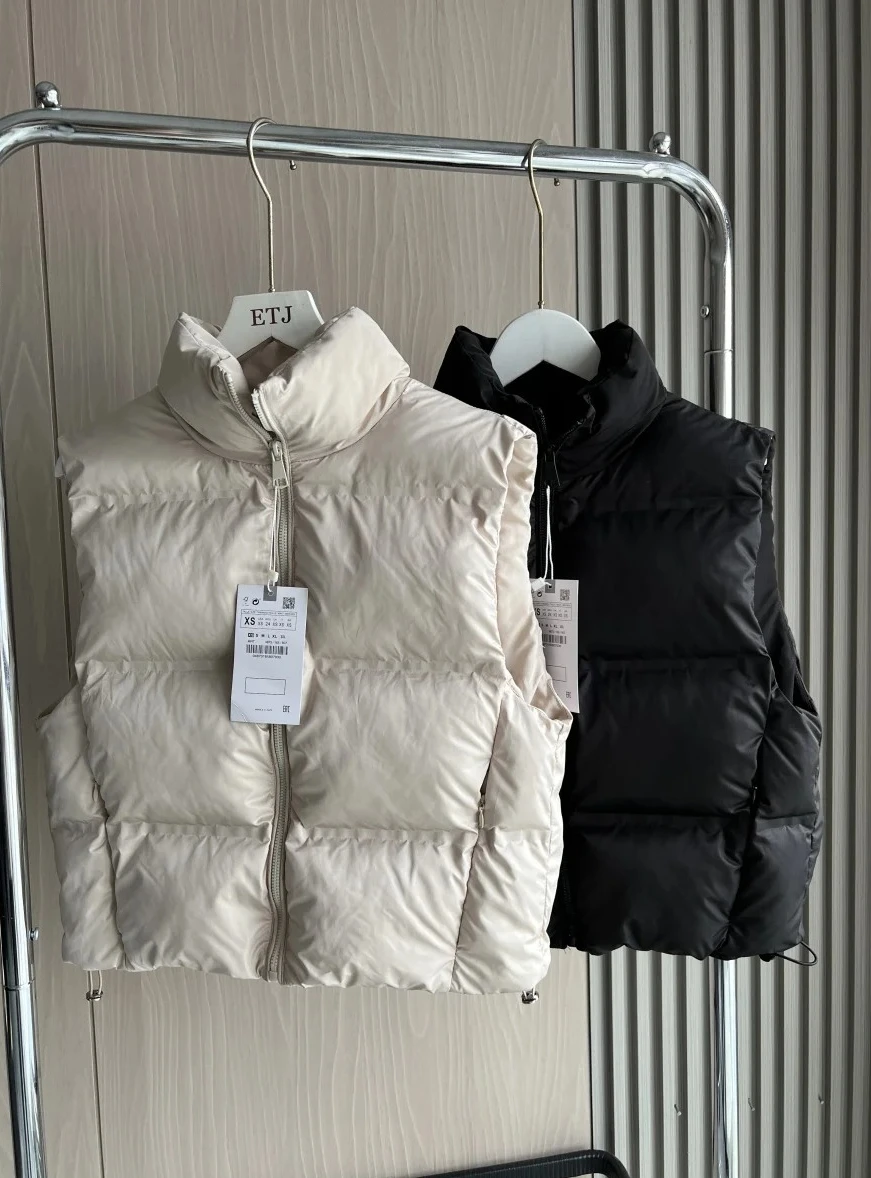 

Autumn Winter New Arrival Women Versatile Stand Collar Thick Sleeveless Cotton Jacket Short Cardigan Casual Chic Layering Vest